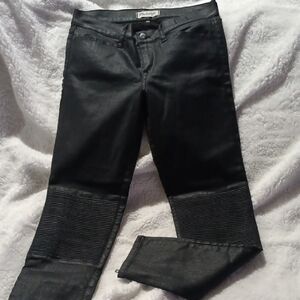 MADEWELL Black Skinny FAUX LEATHER Jeans with Ribbed Detail